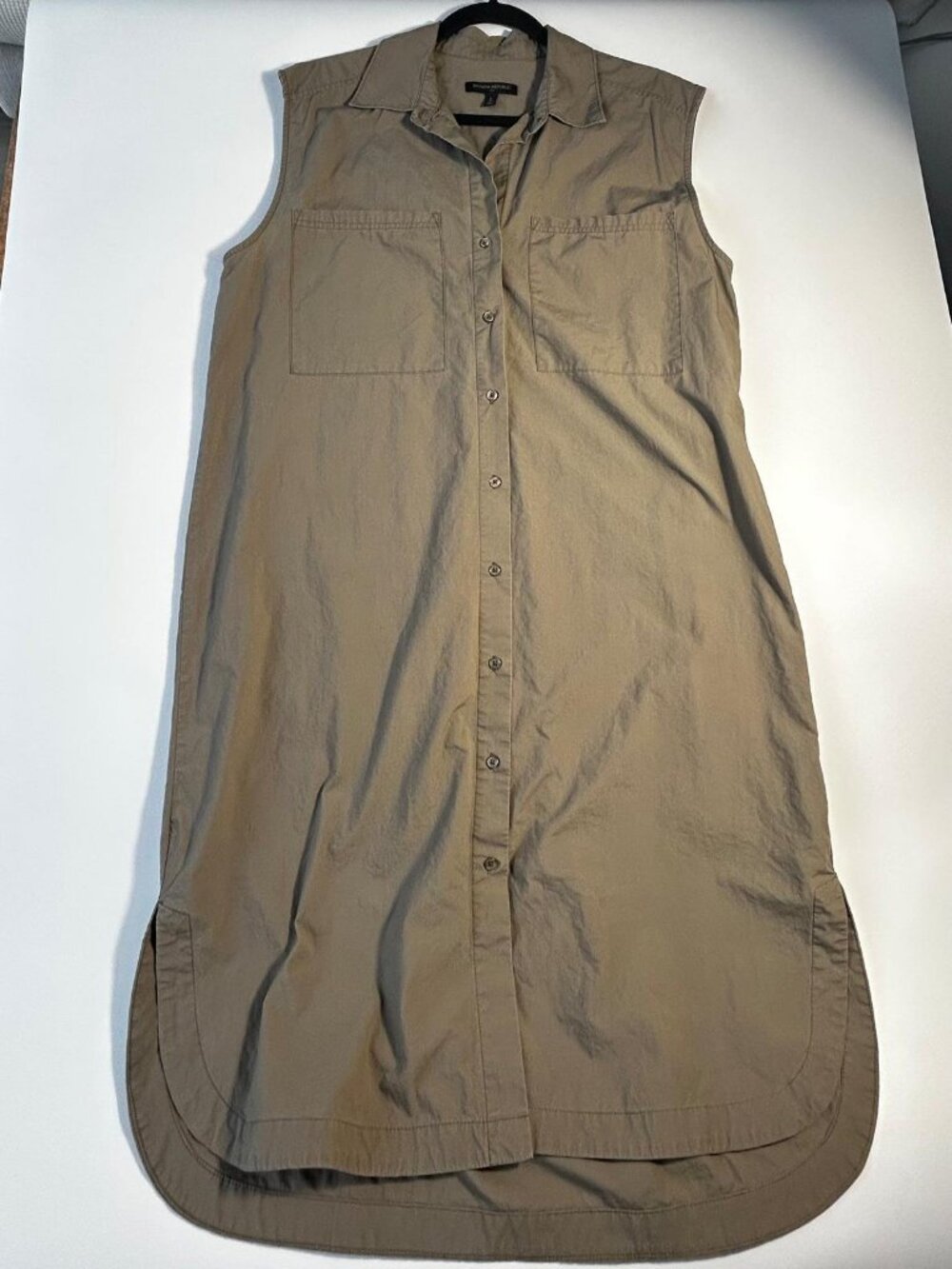 Banana Republic Taupe Sleeveless Shirt Dress Utility Button Front Size Large - Picture 2 of 4